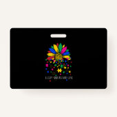 ひまわり受け入れ愛の世界の自閉症の戦争 バッジ (正面)