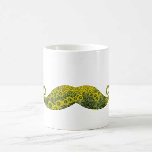 ひまわり口ひげ白クラシックいマグカップ コーヒーマグカップ (中央)