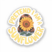 ひまわり可愛いふりをするおもしろいフローラ シール (正面)
