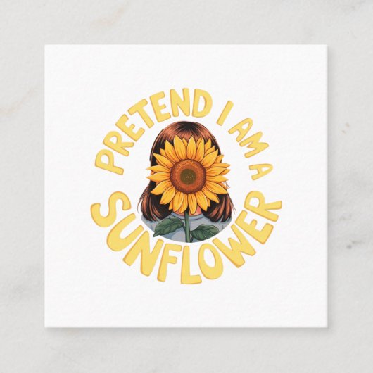 ひまわり可愛いふりをするおもしろいフローラ スクエア名刺 (正面)