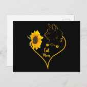 ひまわり可愛い猫好き母の日 ポストカード (正面/裏面)