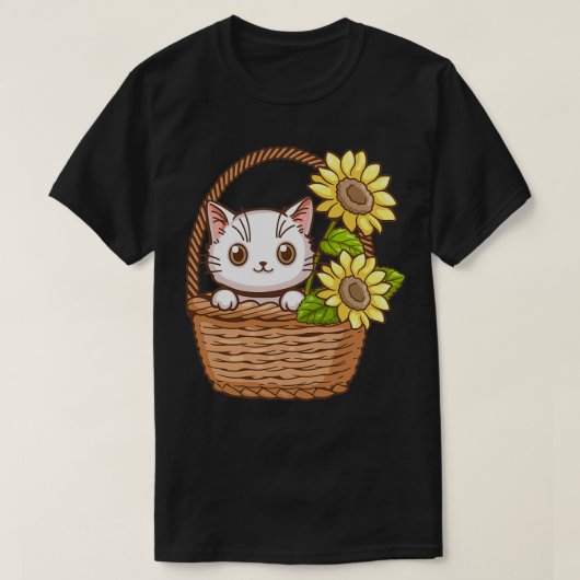 ひまわり可愛い猫5 Tシャツ (デザイン正面)
