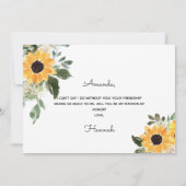 ひまわり名誉の提案の私のマトロンか 招待状 (裏面)