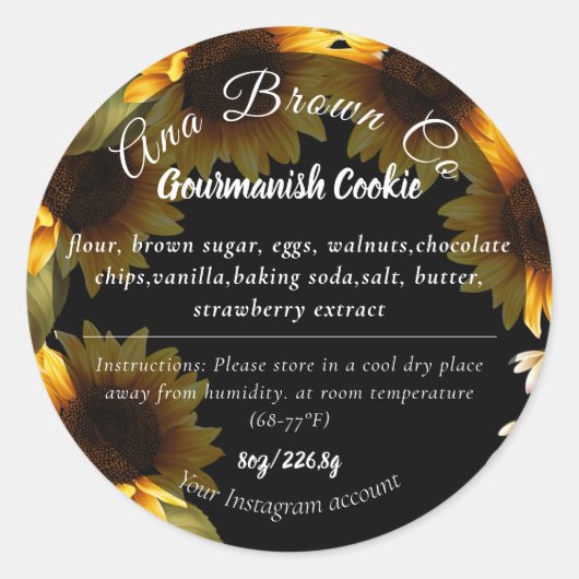 ひまわり商品ラベル ラウンドシール (正面)