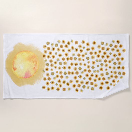 ひまわり喜び ビーチタオル (正面)