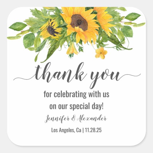 ひまわり四角ステッカー スクエアシール (正面)