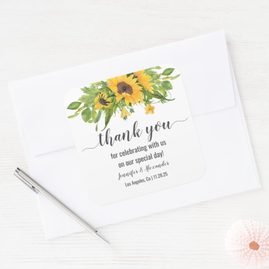 ひまわり四角ステッカー スクエアシール (封筒)