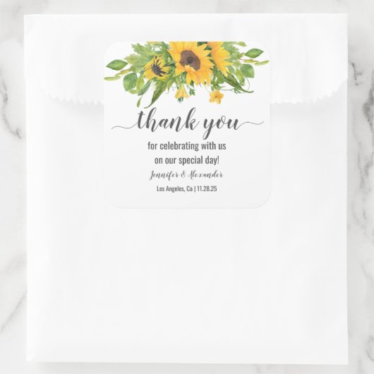 ひまわり四角ステッカー スクエアシール (バッグ)