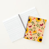 ひまわり図解入りの、写真付きの手描き柄 ノートブック (内部)