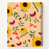 ひまわり図解入りの、写真付きの手描き柄 ノートブック (裏面)