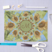 ひまわり国フローライエローグリーンモノグラム 薄葉紙 (クラフト)