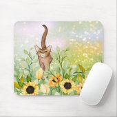 ひまわり園のかわいい茶色の猫マウスパッド マウスパッド (マウス)