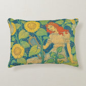ひまわり園の花の子の女性 アクセントクッション (正面)