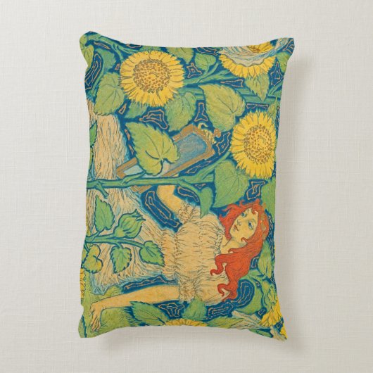 ひまわり園の花の子の女性 アクセントクッション (裏面(縦))