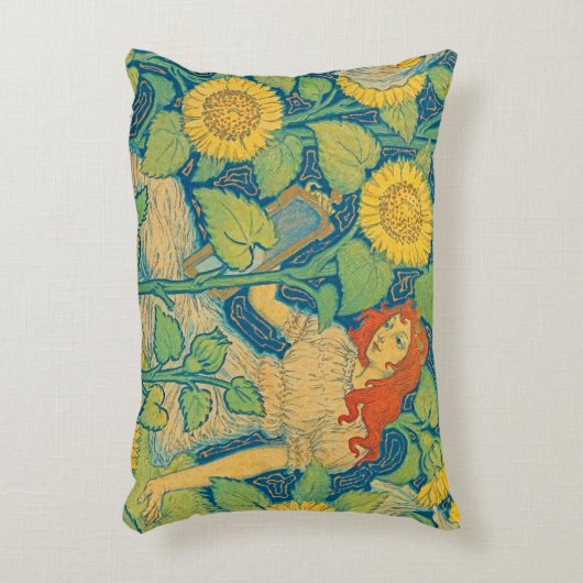 ひまわり園の花の子の女性 アクセントクッション (正面(垂直))