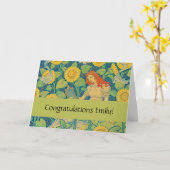 ひまわり園の花の子の女性 カード (黄色い花)