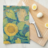 ひまわり園の花の子の女性 キッチンタオル (四つ折り)