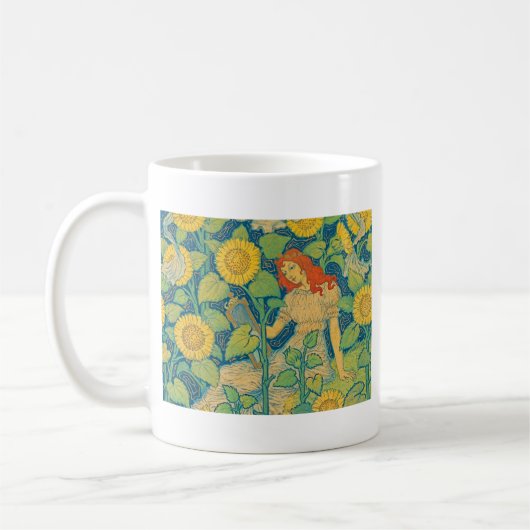 ひまわり園の花の子の女性 コーヒーマグカップ (左)