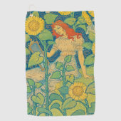 ひまわり園の花の子の女性 ゴルフタオル (正面)