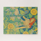 ひまわり園の花の子の女性 ジグソーパズル (横)
