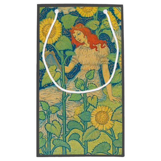 ひまわり園の花の子の女性 スモールペーパーバッグ (裏面)