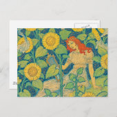 ひまわり園の花の子の女性 ポストカード (正面/裏面)