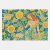 ひまわり園の花の子の女性 ラッピングペーパーシート (正面)