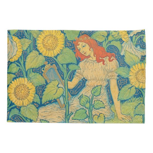 ひまわり園の花の子の女性 枕カバー (裏面)