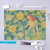 ひまわり園の花の子の女性 薄葉紙 (クラフト)