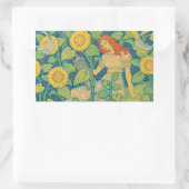 ひまわり園の花の子の女性 長方形シール (バッグ)