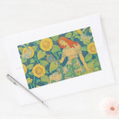 ひまわり園の花の子の女性 長方形シール (封筒)