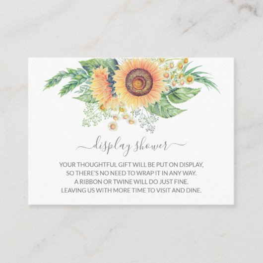 ひまわり園フローラ赤ちゃんシャワーギフトディスプレイ エンクロージャーカード (正面)