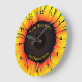 ひまわり壁時計カスタム文字名 ラージ壁時計 (傾斜)