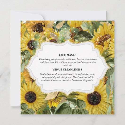 ひまわり夏のコラエレガントージ編集可能ブライダル 招待状 (裏面)