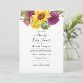 ひまわり夏のドライブ(ブライダルまたはベビーシャワー) 招待状 (スタンド正面)