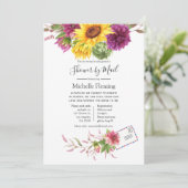 ひまわり夏のブライダルまたはベビーシャワー（郵便） 招待状 (スタンド正面)