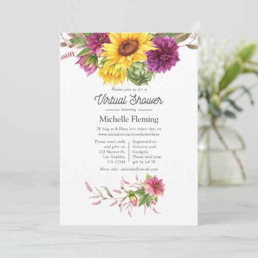 ひまわり夏の仮想ベビーシャワー 招待状 (スタンド正面)