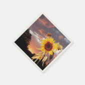 ひまわり夏の夕日 スタンダードカクテルナプキン (角)