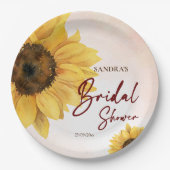 ひまわり夏の秋ブライダルシャワー印刷 ペーパープレート (正面)