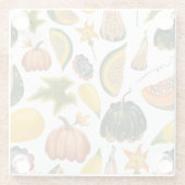 ひまわり夏：ヴィンテージ水彩パターン ガラスコースター (裏面)