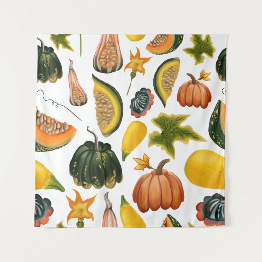 ひまわり夏：ヴィンテージ水彩パターン タペストリー (正面)