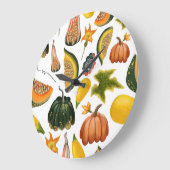 ひまわり夏：ヴィンテージ水彩パターン ラージ壁時計 (傾斜)