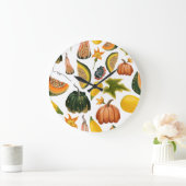 ひまわり夏：ヴィンテージ水彩パターン ラージ壁時計 (ホーム)