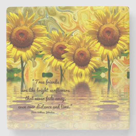 ひまわり大理石コースター – True Friends引用文 ストーンコースター (正面)