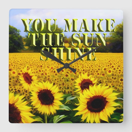 ひまわり太陽の輝きを作る壁時計 スクエア壁時計 (正面)