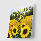 ひまわり太陽の輝きを作る壁時計 スクエア壁時計 (傾斜)