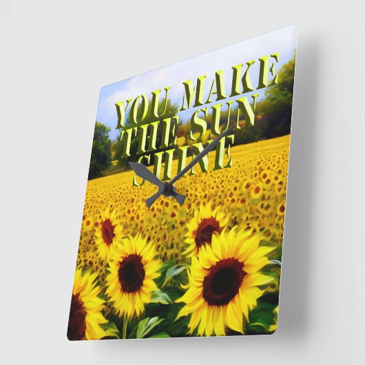 ひまわり太陽の輝きを作る壁時計 スクエア壁時計 (傾斜)