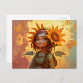 ひまわり女の子 ポストカード (正面/裏面)