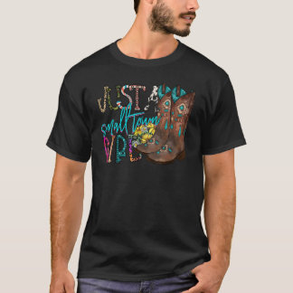 ひまわり女性のカーボーイブーツだけ小さな町の女の子のWes Tシャツ