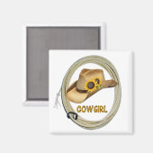 ひまわり女性のカーボーイ磁石 マグネット (正面/裏面)